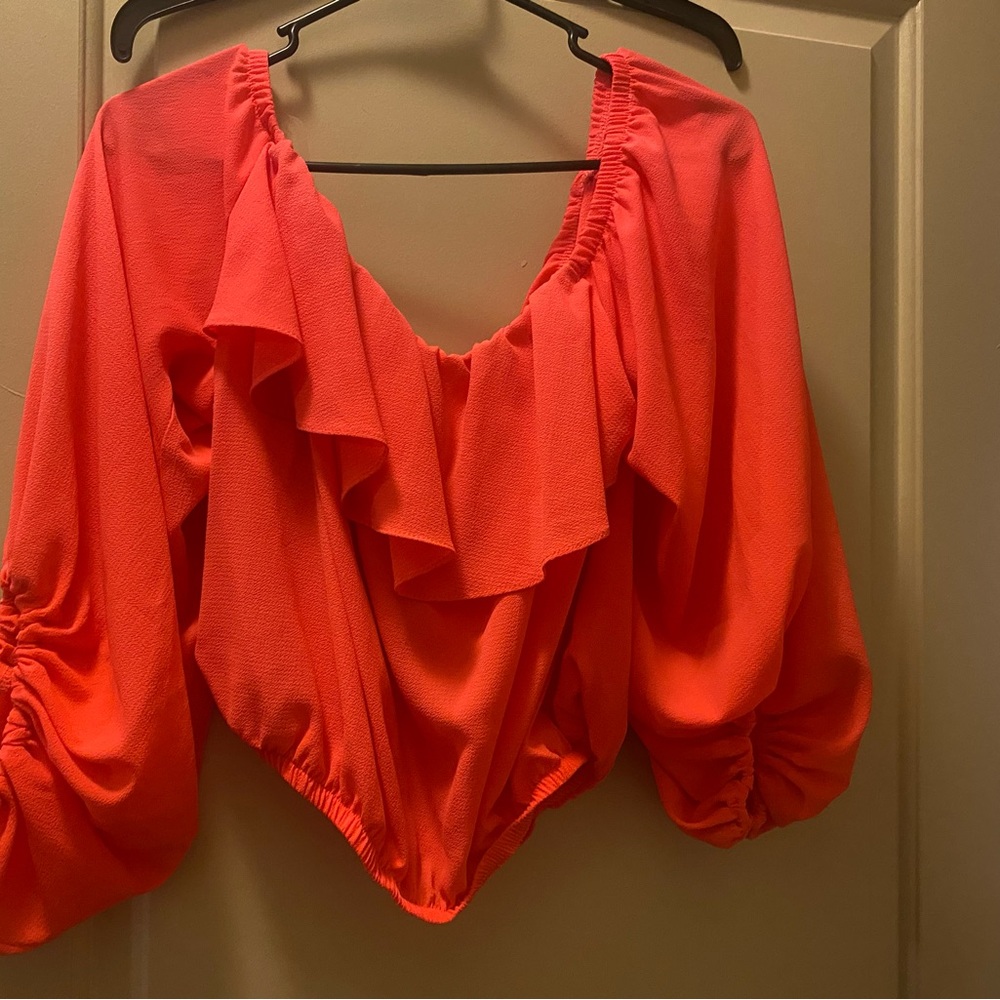 Off the shoulder coral top